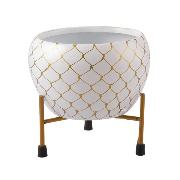 White_Iron_Designer_Pot_Elegant_Decorative_Planter_|_For_Indoor_And_Outdoor_Use