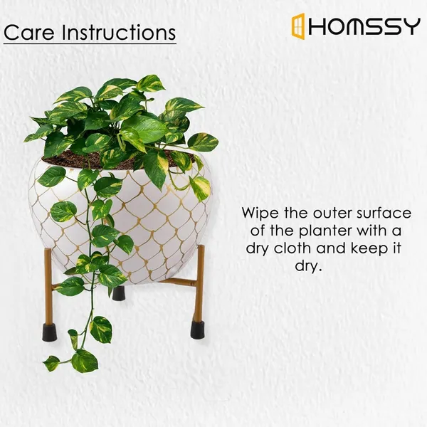 White_Iron_Designer_Pot_Elegant_Decorative_Planter_|_For_Indoor_And_Outdoor_Use
