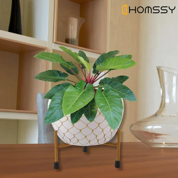 White_Iron_Designer_Pot_Elegant_Decorative_Planter_|_For_Indoor_And_Outdoor_Use