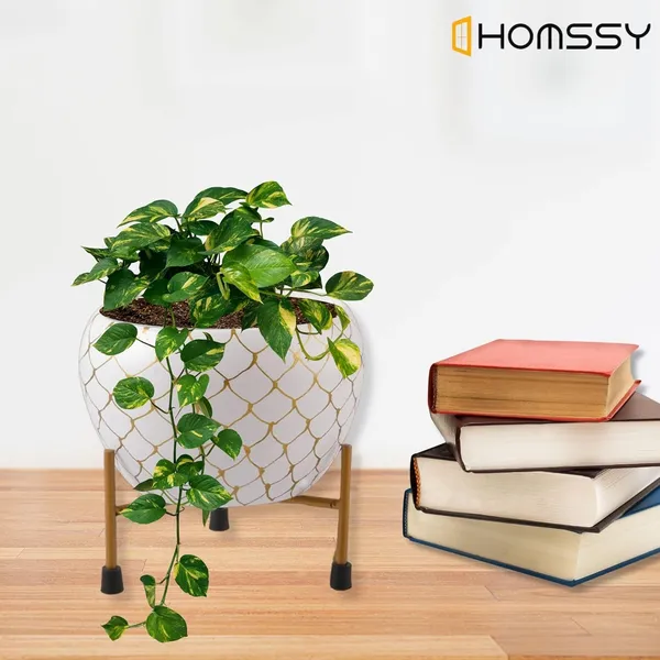 White_Iron_Designer_Pot_Elegant_Decorative_Planter_|_For_Indoor_And_Outdoor_Use
