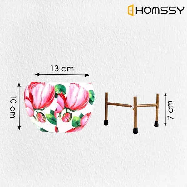 Red_&_White_Floral_Metal_Rustfree_Designer_Planter_With_Tripod_Stand_|_For_Living_Room_Decor(Plants_Not_Included)