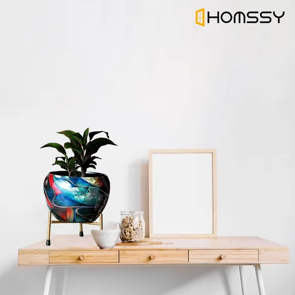 Printed_Metal_Planter_With_Tripod_Metal_Stand_Rust_Free_Designer_Metallic_Pots_With_Stand_Metal_Plant_Pots_|_For_Living_Room_(Plants_Not_Included)