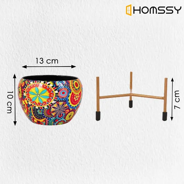 Printed_Metal_Planter_With_Tripod_Rust_Free_Designer_Metallic_Pots_With_Stand_|_For_Living_Room_(Plants_Not_Included)