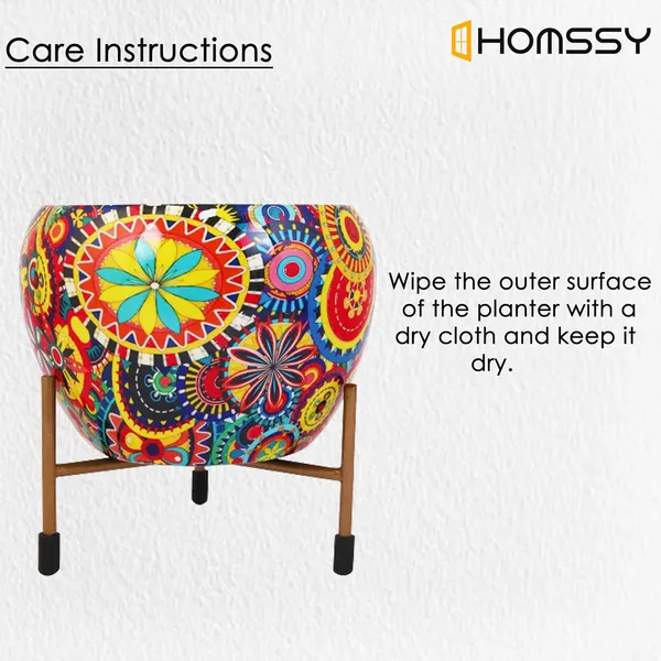 Printed_Metal_Planter_With_Tripod_Rust_Free_Designer_Metallic_Pots_With_Stand_|_For_Living_Room_(Plants_Not_Included)