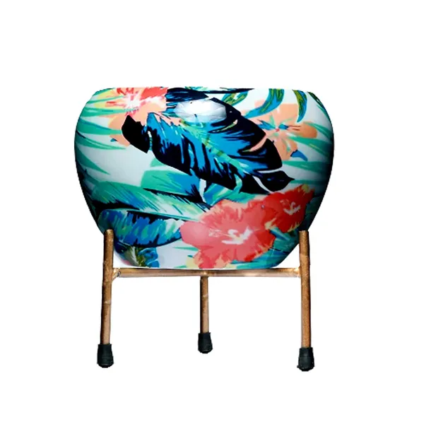 Printed_Metal_Planter_With_Tripod_Metal_Stand_Leaf_Rust_Free_Designer_Metallic_Pots_With_Stand_Metal_Plant_Pots_|_For_Living_Room_(Plants_Not_Included)