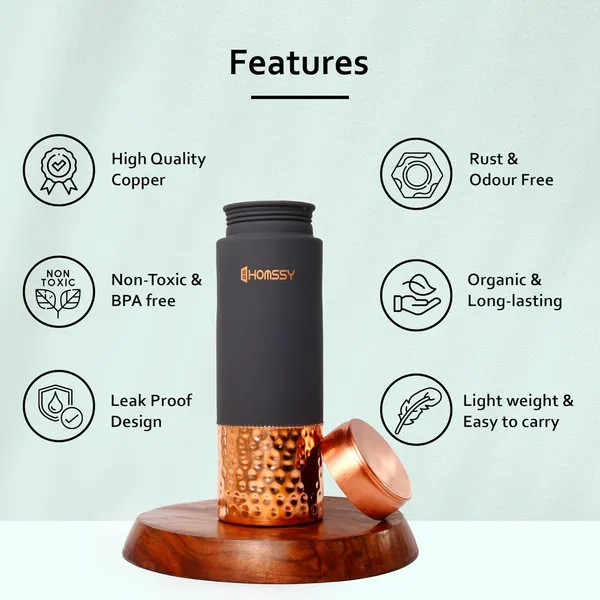Grey_Hammred_Pure_Copper_With_Leak_Proof_Lid_Premium_Silicone_Coating_Water_Bottle