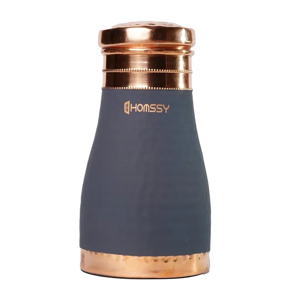 Grey_&_Copper_Hammered_Pure_Copper_Curved_Jar_Bedside_With_Inbuilt_Glass_Vessel_Premium_Silicon_Coating_Water_Bottle
