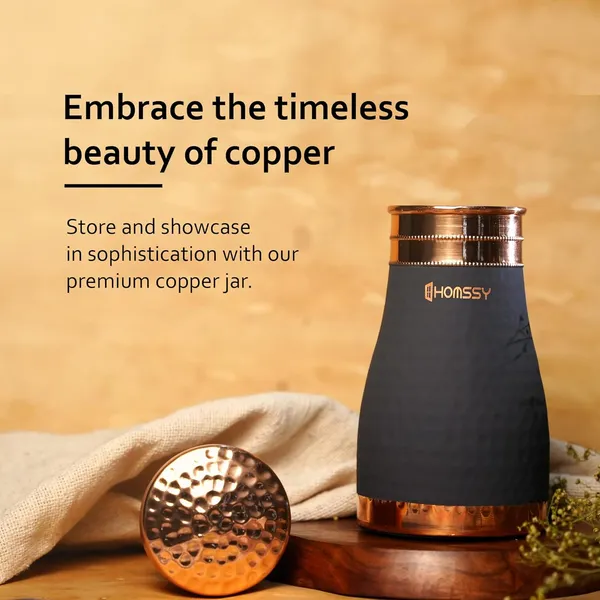 Grey_&_Copper_Hammered_Pure_Copper_Curved_Jar_Bedside_With_Inbuilt_Glass_Vessel_Premium_Silicon_Coating_Water_Bottle