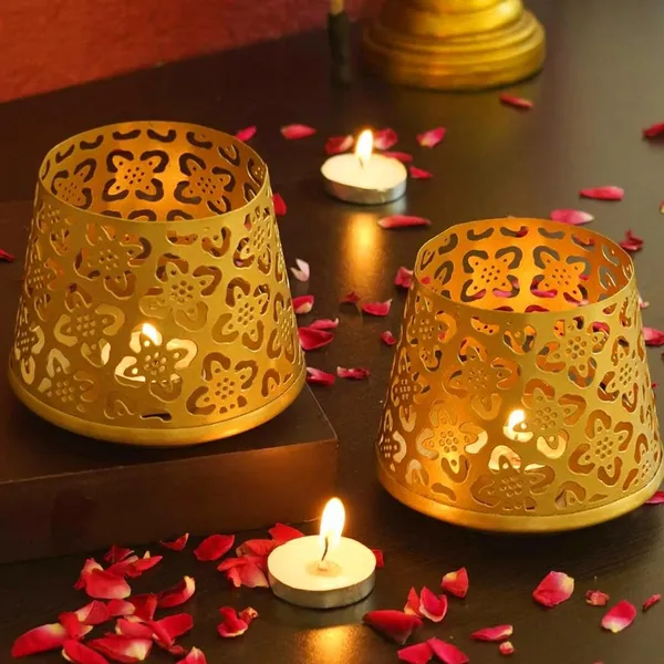 Pack_Of_2_Gold_Handcrafted_Metal_Falter_Votive__Tea_Light_Candle_Holder_Gift_|_For_Every_Occasion_Tea_Light_Candle_Free
