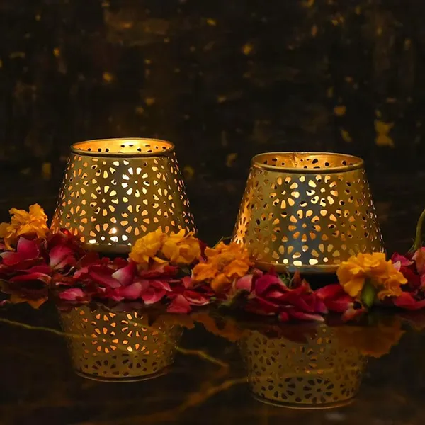 Pack_Of_2_Gold_Handcrafted_Metal_Falter_Votive__Tea_Light_Candle_Holder_Gift_|_For_Every_Occasion_Tea_Light_Candle_Free