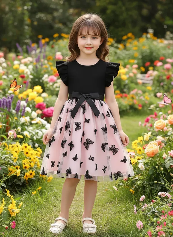 Butterfly_Embroidery_Party_Dress_For_Girls_-_Black_Ruffle_Top_&_Pink_Tulle_Skirt_With_Satin_Bow