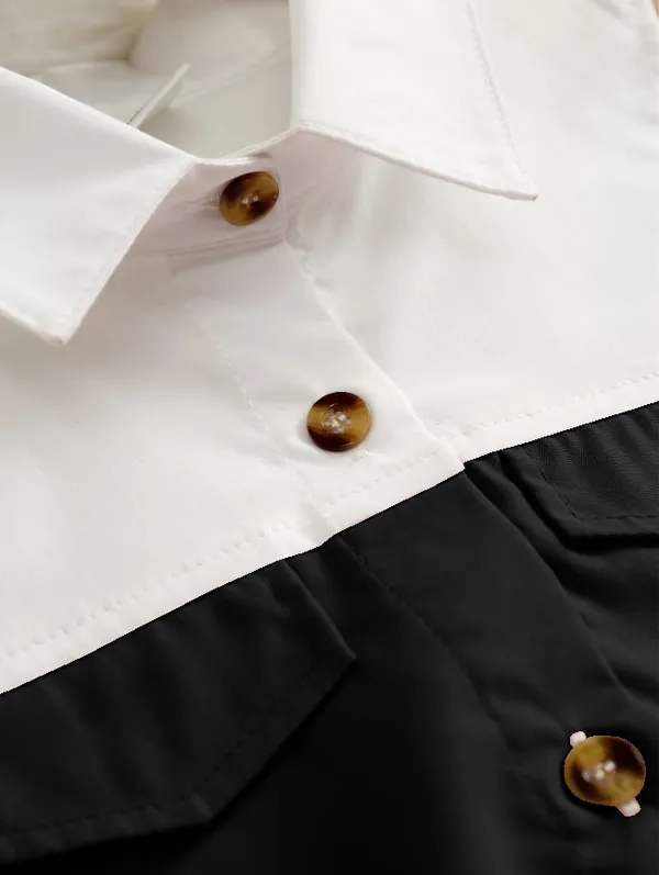 Black_And_White_Sleeveless_Shirt_Dress_With_Bow_Belt_For_Girls