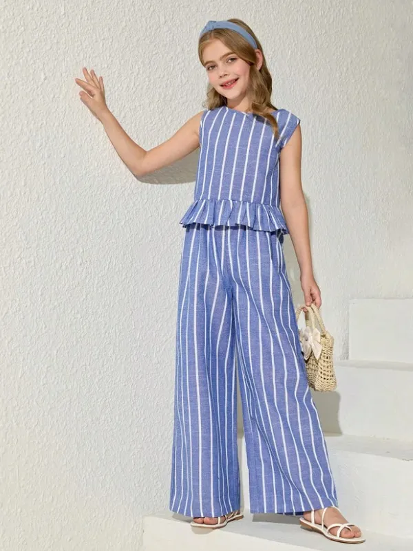 Blue_&_White_Striped_Peplum_Jumpsuit_For_Girls