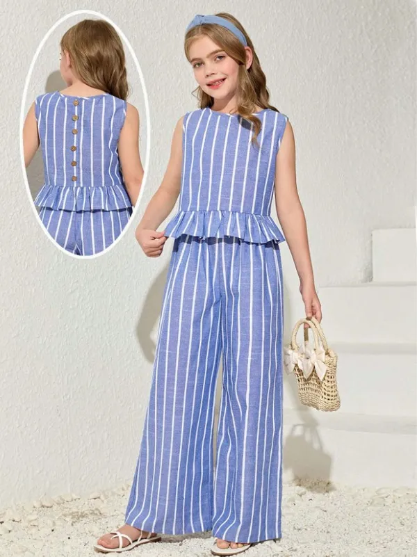 Blue_&_White_Striped_Peplum_Jumpsuit_For_Girls