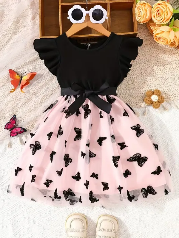 Butterfly_Embroidery_Party_Dress_For_Girls_-_Black_Ruffle_Top_&_Pink_Tulle_Skirt_With_Satin_Bow