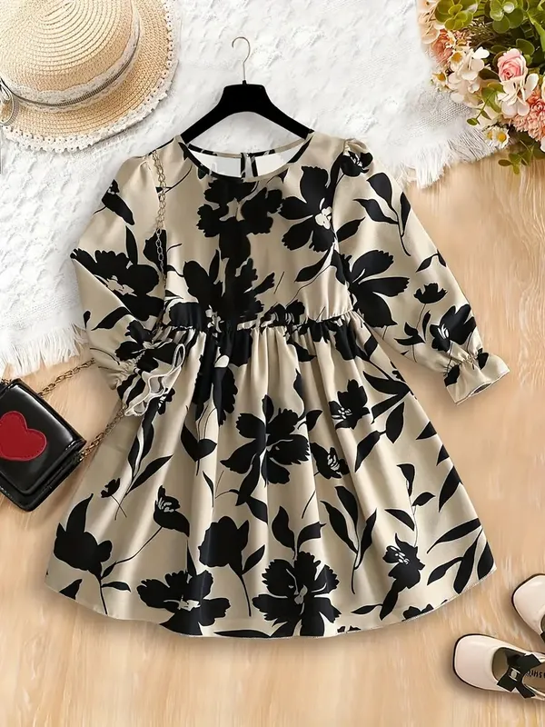 Elegant_Floral_Print_Rayon_Frock_For_Girls