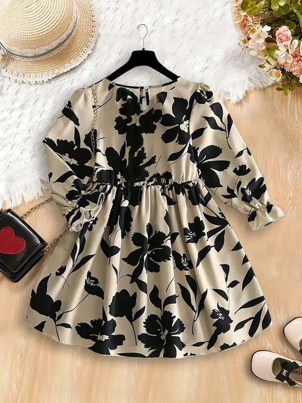 Elegant_Floral_Print_Rayon_Frock_For_Girls