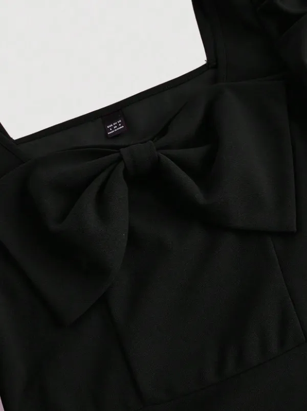 Elegant_Black_Bow_Dress_For_Girls_-_Long_Sleeve_With_Ruffle_Hem
