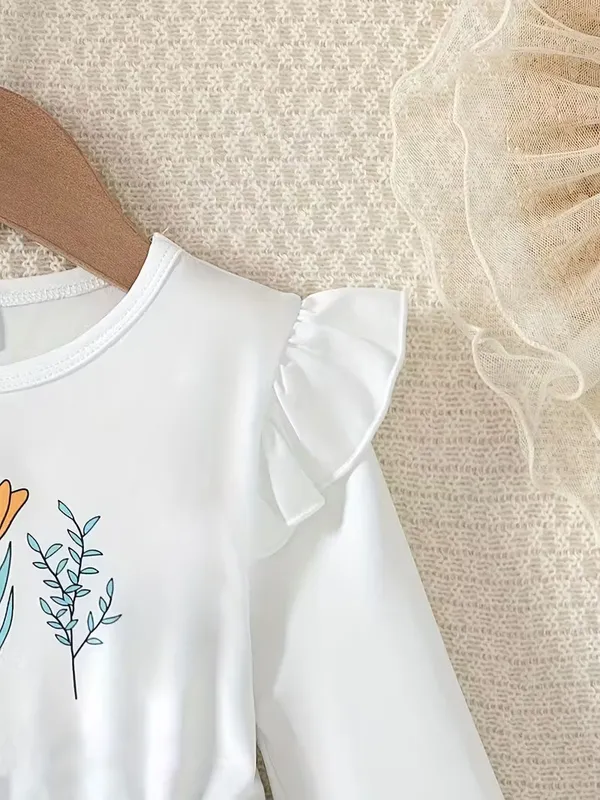 Floral_Garden_Print_Long_Sleeve_Dress_For_Girls