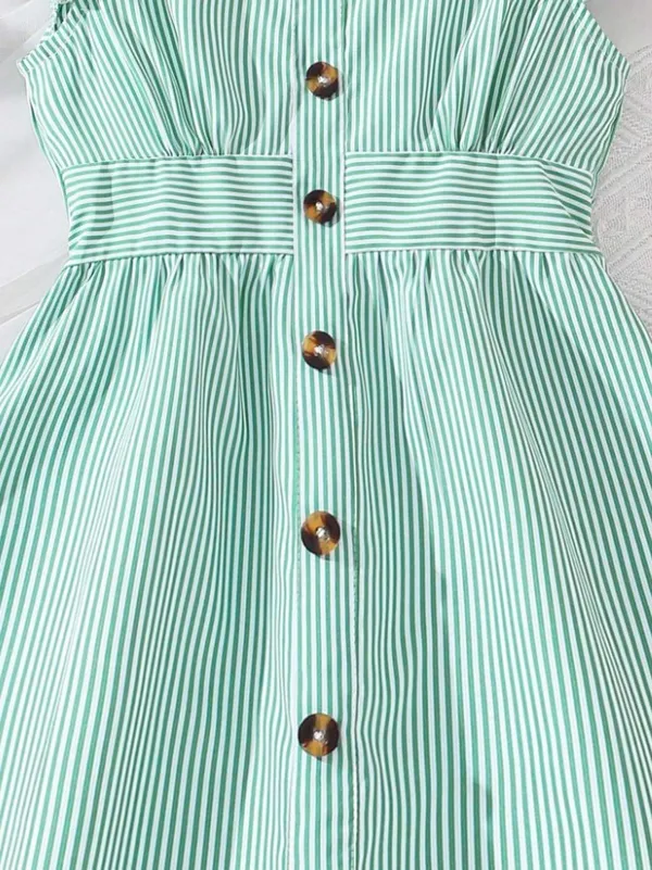 Fresh_Mint_Green_Striped_Button-Down_Dress_With_Ruffle_Cap_Sleeves