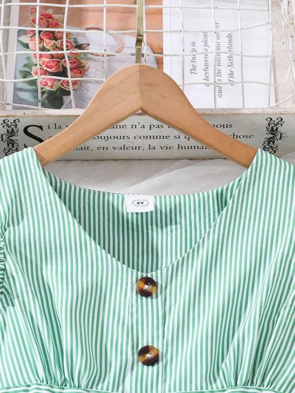 Fresh_Mint_Green_Striped_Button-Down_Dress_With_Ruffle_Cap_Sleeves