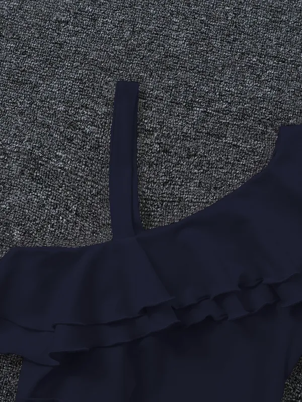 Girl'S_Ruffle_Hem_Asymmetrical_Shoulder_Dress
