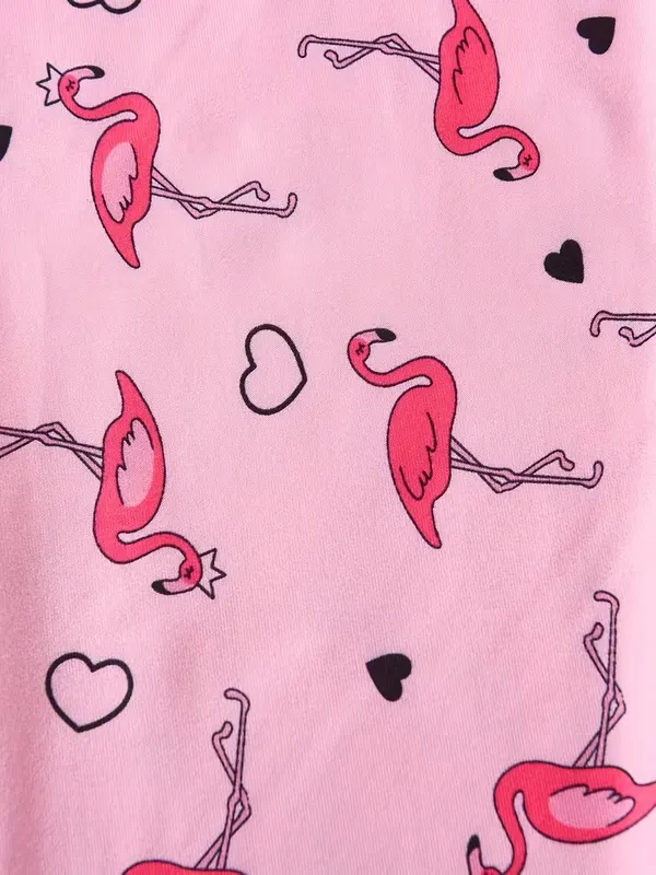 Girls_Black_Flamingo_Print_Nightwear_Set_|_Short_Sleeve_Top_&_Pink_Pajama_Kids_Night_Suit