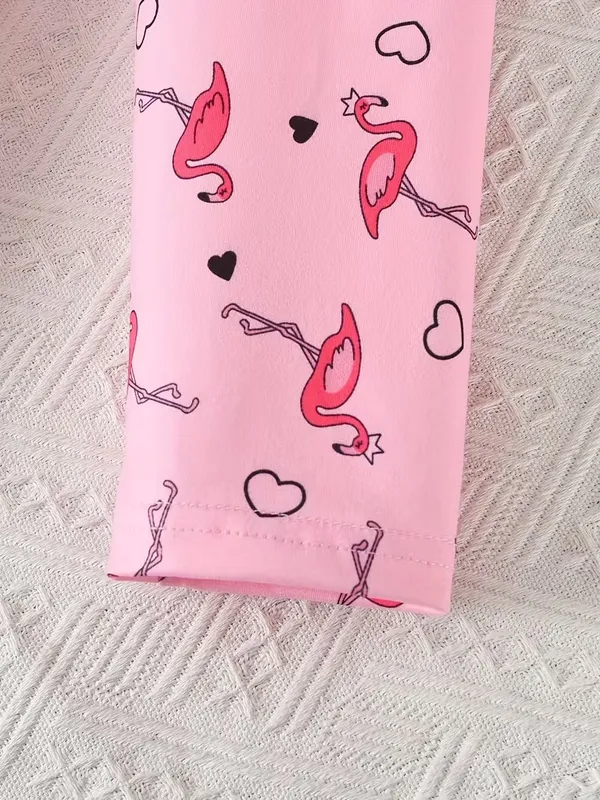 Girls_Black_Flamingo_Print_Nightwear_Set_|_Short_Sleeve_Top_&_Pink_Pajama_Kids_Night_Suit