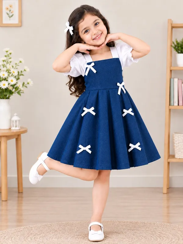Girls_Denim_Fit_&_Flare_Frock_with_White_Puff_Sleeves_&_Bow_|_Premium_Party_Wear_Dress_for_Girls