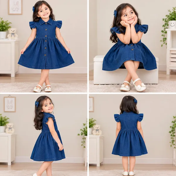 Girls_Denim_Shirt_Collar_A-Line_Frock_|_Dark_Blue_Button_Front_Sleeveless_Party_&_Casual_Dress