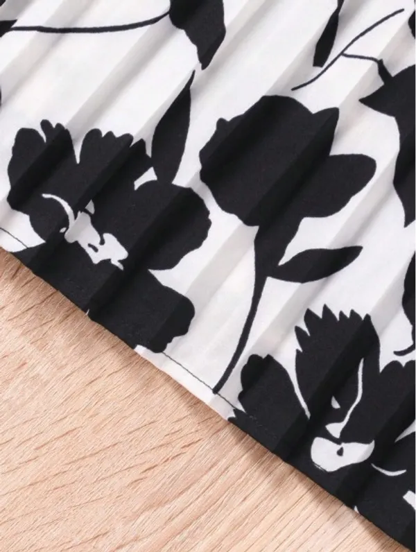 Girls_Elegant_Pleated_Floral_Midi_Frock_-_Black_Top_With_Printed_Skirt_|_Premium_Party_&_Casual_Wear
