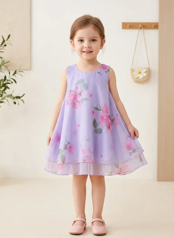 Girls_Lavender_Floral_Print_A-Line_Fit_&_Flare_Dress