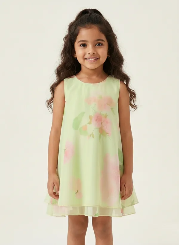 Girls_Pastel_Green_Floral_Print_Georgette_Frock_|_Sleeveless_A-Line_Party_Wear_Dress_for_Kids