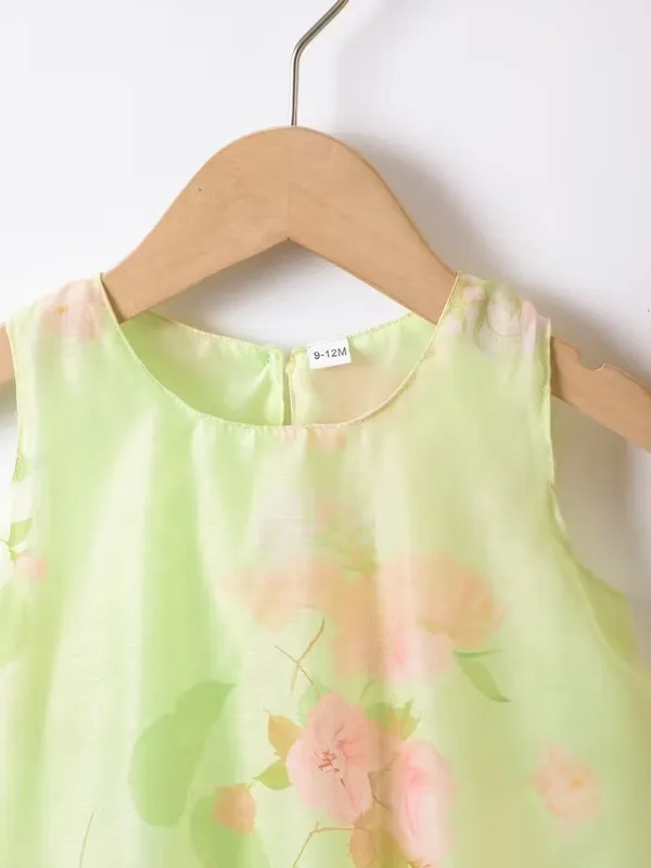 Girls_Pastel_Green_Floral_Print_Georgette_Frock_|_Sleeveless_A-Line_Party_Wear_Dress_for_Kids