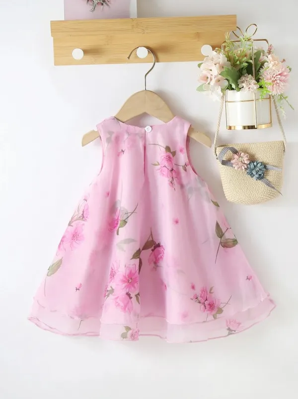 Girls_Pink_Floral_Print_A-Line_Fit_&_Flare_Dress