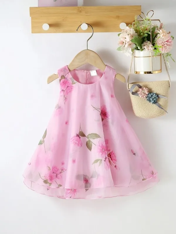 Girls_Pink_Floral_Print_A-Line_Fit_&_Flare_Dress
