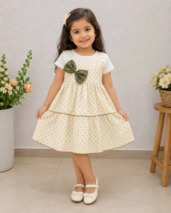 Girls_Rayon_White_Polka_Dot_Layered_Frock_with_Olive_Green_Bow_|_Soft_Party_Wear_Dress_for_Baby_Girls