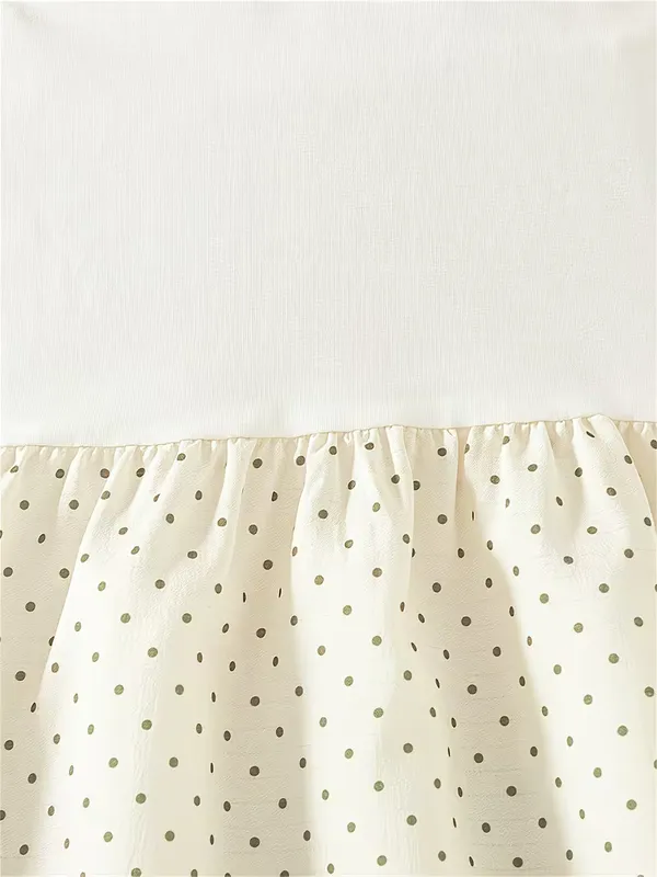Girls_Rayon_White_Polka_Dot_Layered_Frock_with_Olive_Green_Bow_|_Soft_Party_Wear_Dress_for_Baby_Girls