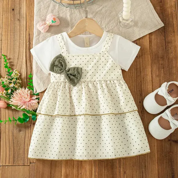 Girls_Rayon_White_Polka_Dot_Layered_Frock_with_Olive_Green_Bow_|_Soft_Party_Wear_Dress_for_Baby_Girls