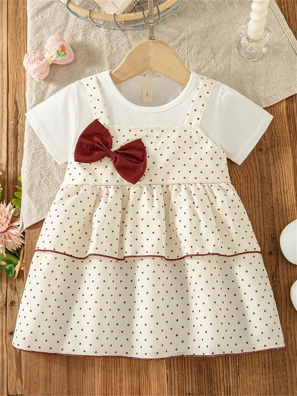 Girls_Rayon_White_&_Maroon_Polka_Dot_Layered_Frock_with_Maroon_Bow