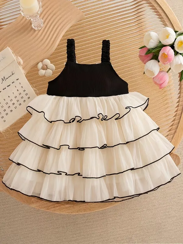 Girls_Satin_Chiffon_Black_&_Cream_Layered_Party_Frock_with_Bow_|_Premium_Sleeveless_Dress_for_Baby_Girls