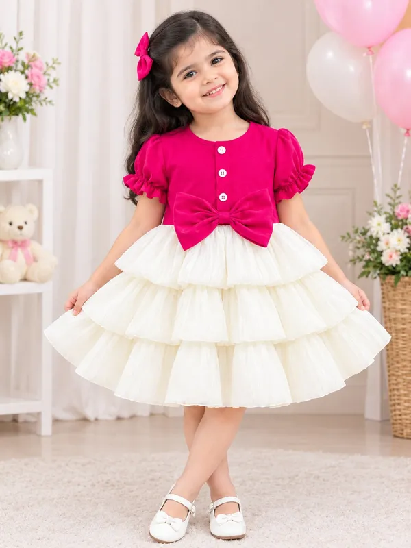 Girls_Valentino_&_Satin_Chiffon_Pink_Layered_Party_Frock_|_Premium_White_Tier_Dress_with_Big_Bow