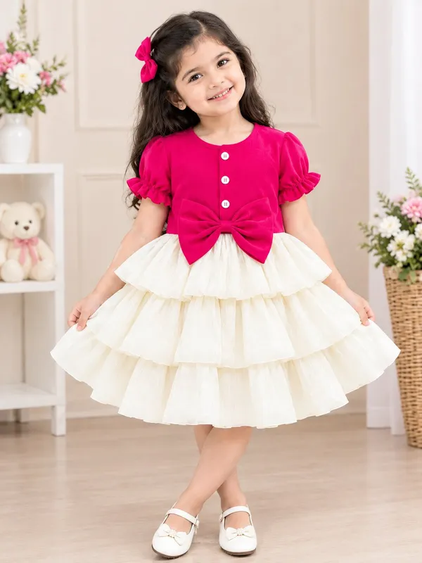 Girls_Valentino_&_Satin_Chiffon_Pink_Layered_Party_Frock_|_Premium_White_Tier_Dress_with_Big_Bow