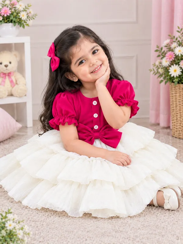 Girls_Valentino_&_Satin_Chiffon_Pink_Layered_Party_Frock_|_Premium_White_Tier_Dress_with_Big_Bow