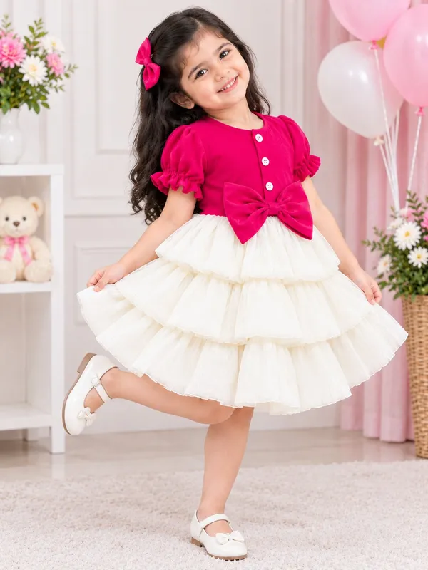 Girls_Valentino_&_Satin_Chiffon_Pink_Layered_Party_Frock_|_Premium_White_Tier_Dress_with_Big_Bow