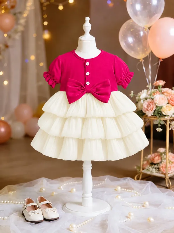 Girls_Valentino_&_Satin_Chiffon_Pink_Layered_Party_Frock_|_Premium_White_Tier_Dress_with_Big_Bow