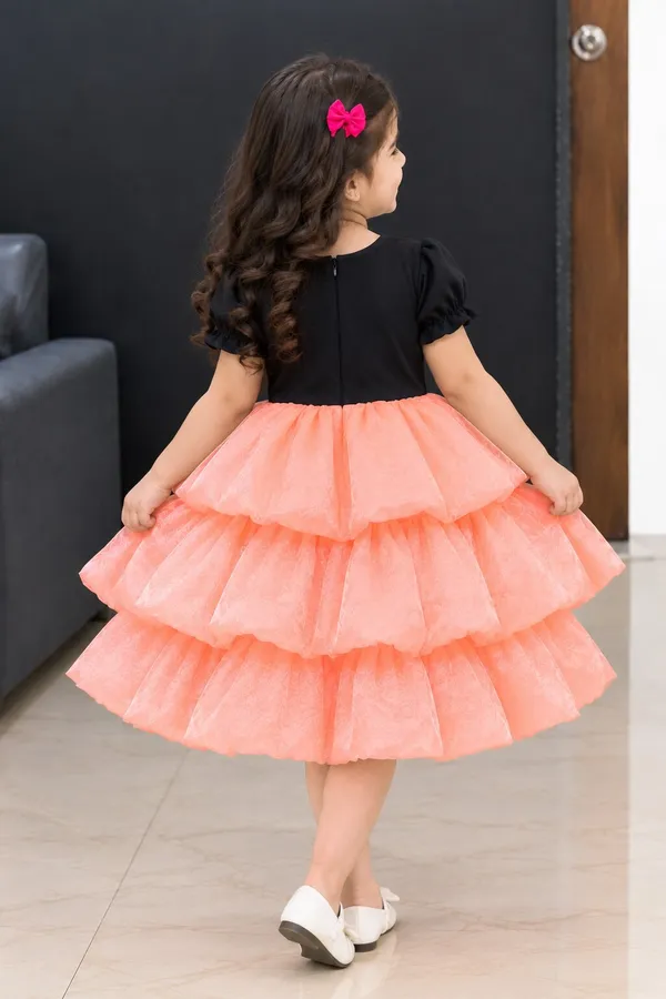 Girls_Vaspa_&_Gemisu_Chiffon_Peach_Layered_Party_Frock_with_Pink_Bow_|_Premium_Kids_Birthday_Dress