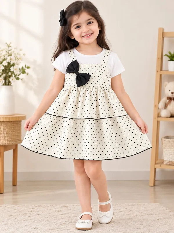 Girls_White_Polka_Dot_Layered_Frock_with_Black_Bow