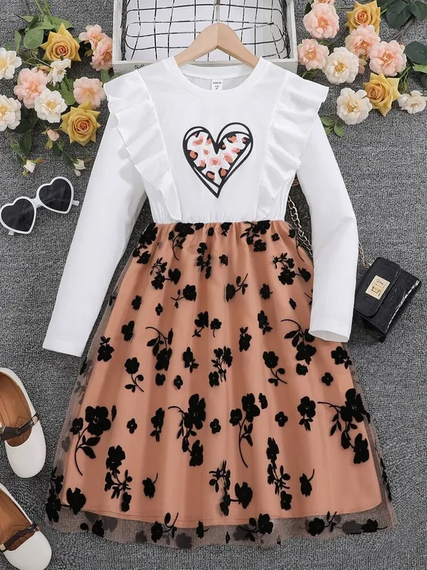 Girls_White_&_Peach_Heart_Print_Party_Wear_Frock_with_Floral_Net_Skirt