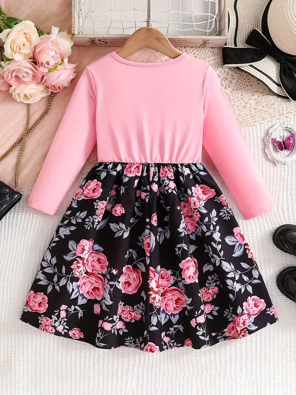 Girls-_Long_Sleeve_Floral_Print_Dress